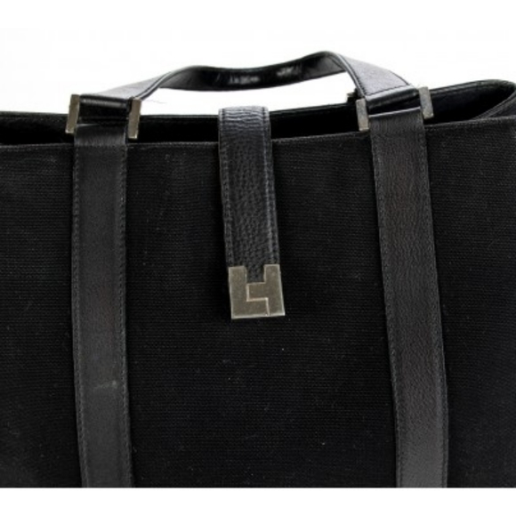 Rare lambertson truex black canvas tote bag with leather trim - Picture 5 of 8
